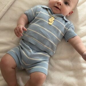 Carter's Blue and White Striped Baby Set